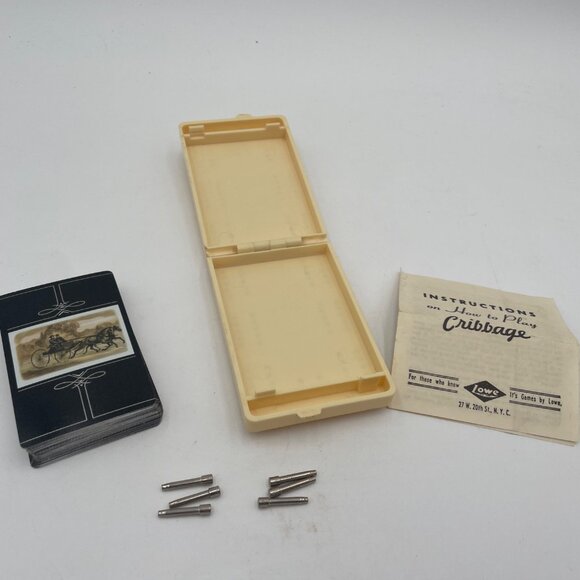 Vintage Cribbage Set Congress 606 Playing Cards Instructions Folding Case - Picture 3 of 6